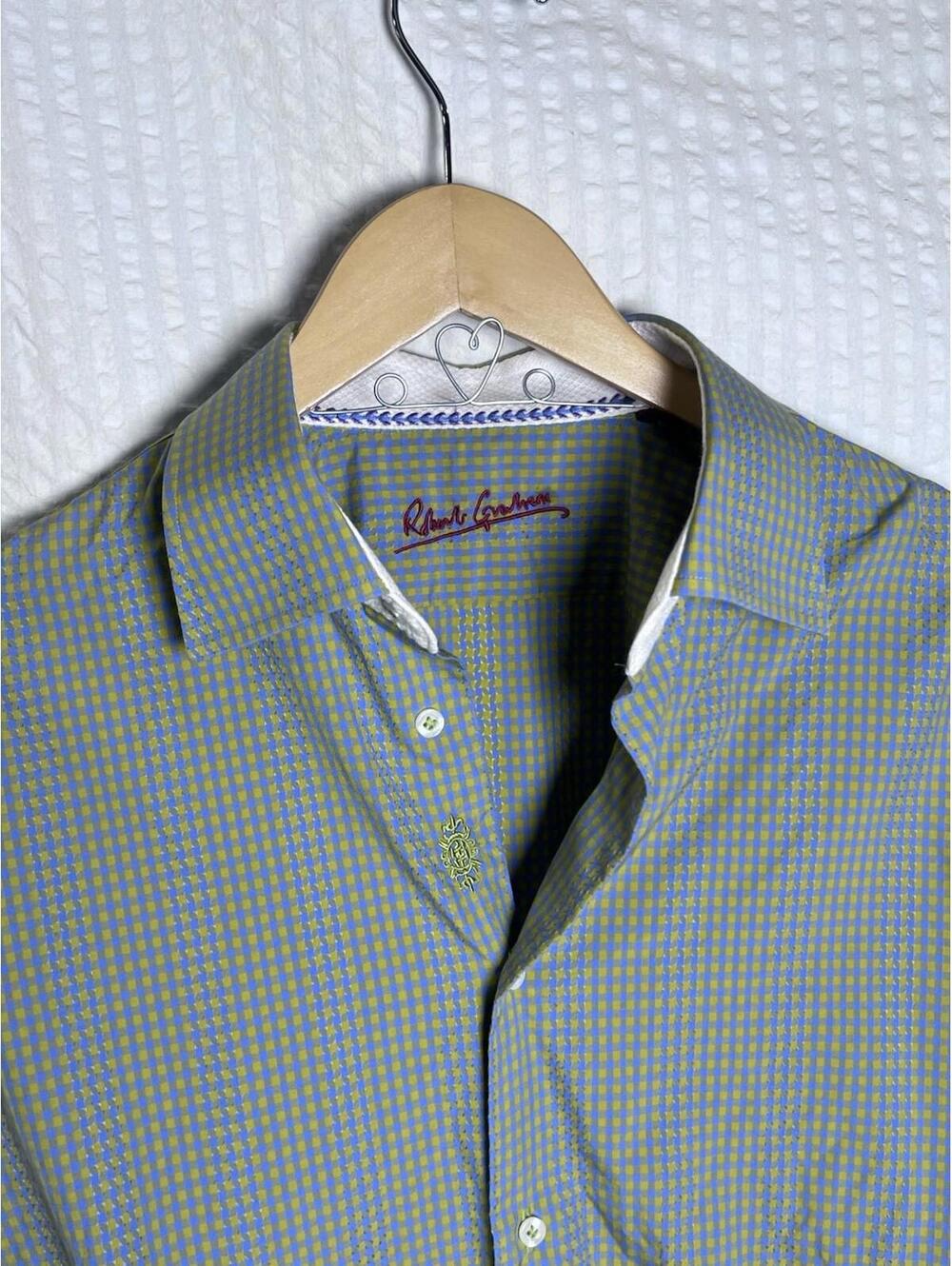 Robert Graham Classic Fit Large Green/Blue With Contrasting Cuffs EUC 42/16.5 - Picture 8 of 9